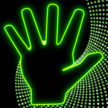 Neon green  electronic disco hand symbolの写真素材