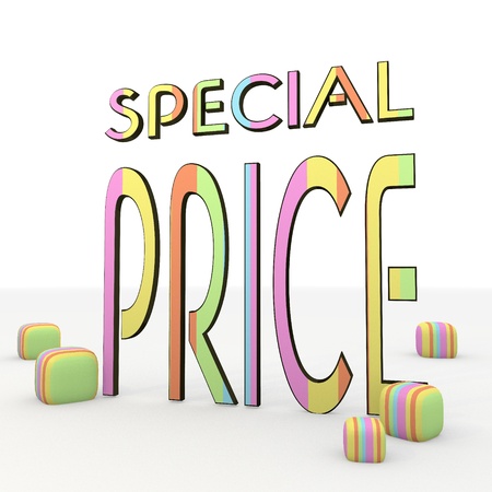 colorful 3d graphic symbol with happy special price iconの写真素材