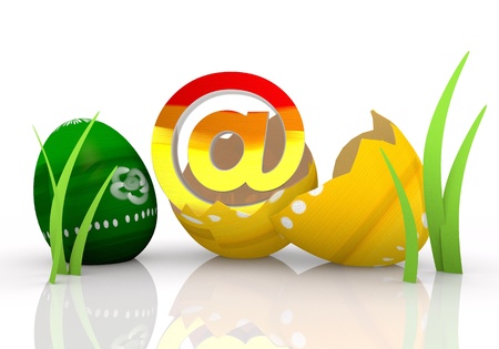 easter egg  3d graphic symbol with happy e-mail iconの写真素材