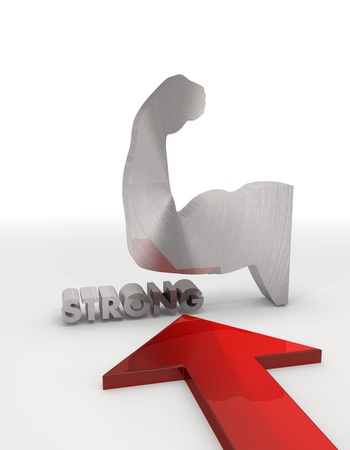 Red 3d graphic with isolated strong iconの写真素材