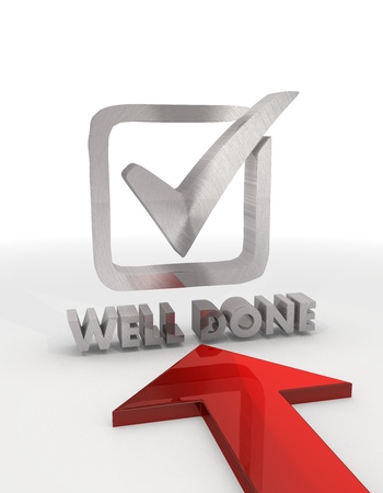 Red  3d graphic with decorative well done iconの写真素材