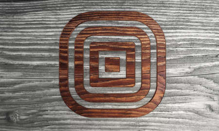 3D graphic Sight disk symbol in a wooden backgroundの写真素材