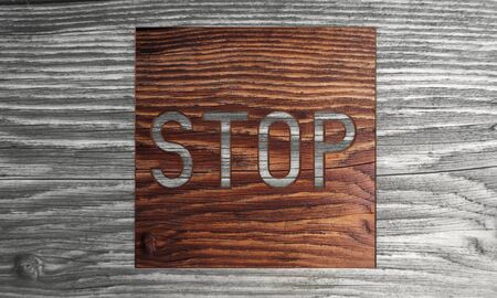 wooden 3D graphic Sustainable stop symbol in a stylish backgroundの写真素材