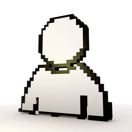 3D graphic  Pixel man symbol in a stylish white backgroundの写真素材