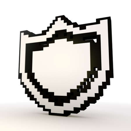 3D graphic Protection symbol in a stylish white backgroundの写真素材