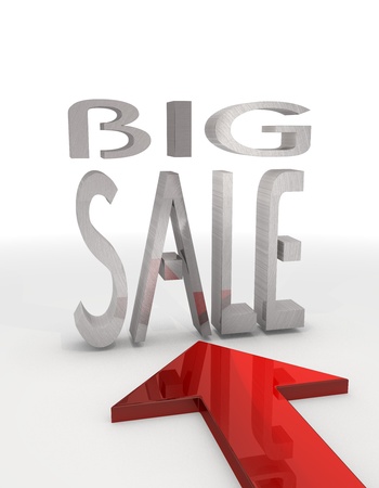 3D graphic Isolated big sale icon with red arrow の写真素材