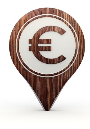 Pastel gray  sustainable location 3d graphic with natural Euro sign on a set of wooden  markersの写真素材