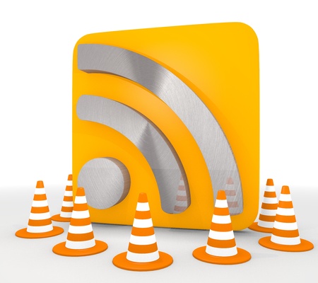 Red  isolated blocakde 3d graphic with metallic wifi icon の写真素材