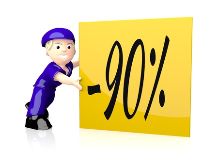 White  happy offer 3d graphic with isolated discount symbol  on yellow post boxの写真素材