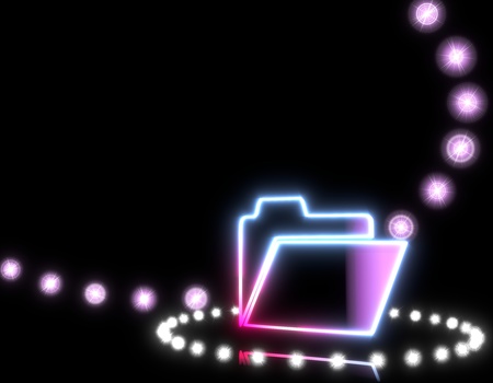 Cool black  magic organize 3d graphic with regular folder symbol  on disco lights backgroundの写真素材