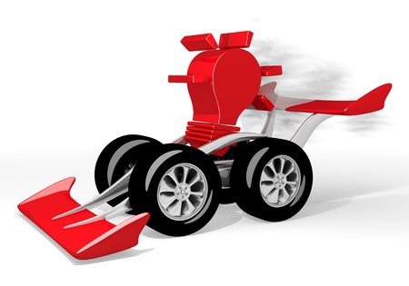 Red  fastest creativity 3d graphic with fastest idea sign  on a race carの写真素材