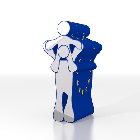 Silver  isolated europe 3d graphic with nice dad symbol  with eu flag patternの写真素材