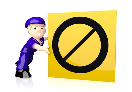 3d graphic with happy forbidden icon  on yellow post boxの写真素材