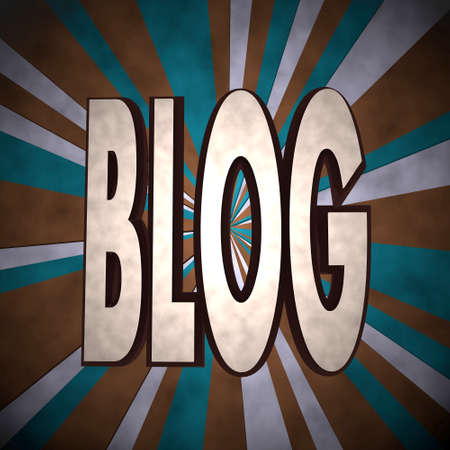 3d graphic with dirty blog label  on retro backgroundの写真素材