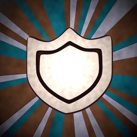 3d graphic with old protection symbol  on retro backgroundの写真素材