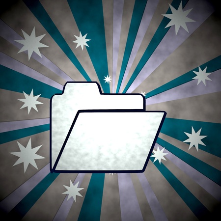 3d graphic with striped folder label  on retro star backgroundの写真素材