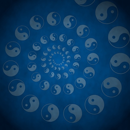 3d graphic with harmonically ying yang label  on vintage backgroundの写真素材