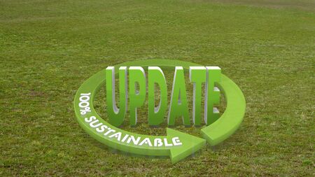Green environmental ecology 3d graphic with eco update icon  on grass