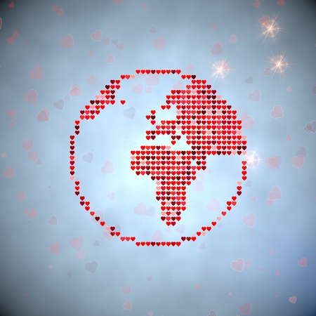 Light sky blue  soft global 3d graphic with soft world symbol of thousand heartsの写真素材