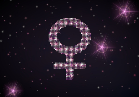 Black  female light 3d graphic with glowing woman symbol of glamour starsの写真素材