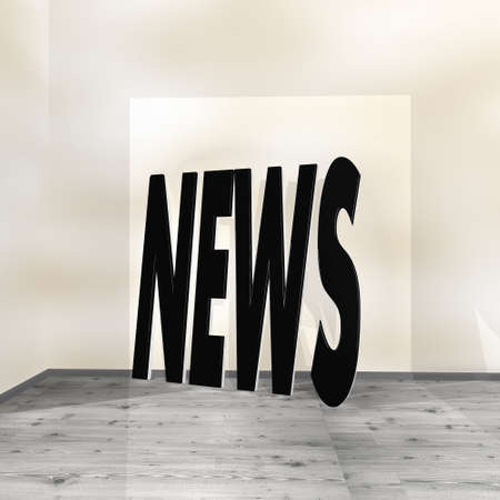 Black  modern background 3d graphic with bold news symbol leaning on a wallの写真素材