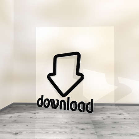 Black  stylish link 3d graphic with creative download symbol leaning on a wallの写真素材