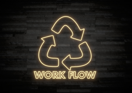 Pastel gray  exclusive decoration 3d graphic with creative workflow label on classy stone wallの写真素材