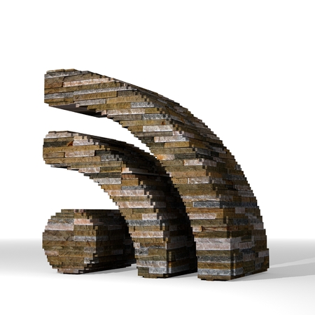 Smoky black  solid wire less lan 3d graphic with strong wifi sign  built out of stones