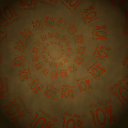 Golden brown  waved offer 3d graphic with -10 discount label  on vintage backgroundの写真素材