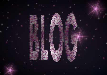 Black  glowing blogger 3d graphic with glowing blog symbol of glamour starsの写真素材