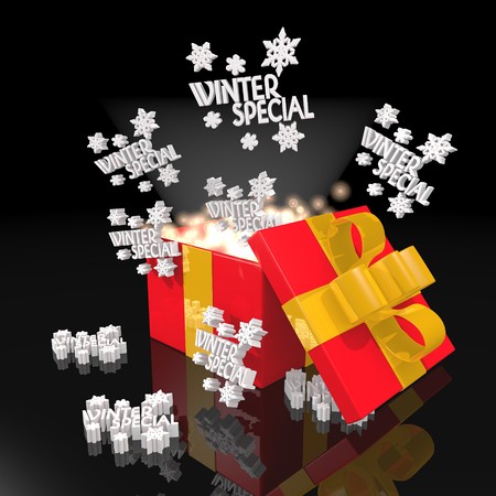 nitfy 3d christmas present with magic sparks and winter special icon on black background 