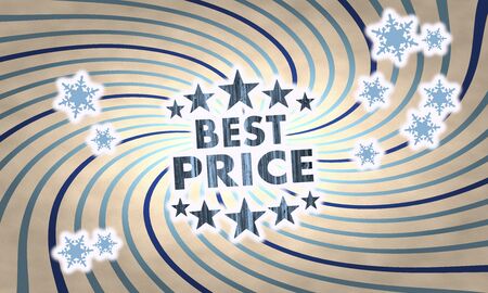 best wooden vintage best price label on on old style retro background with snowflakesの写真素材