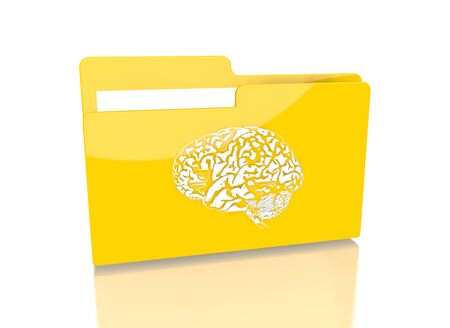 a 3d rendered icon showing a file folder with a brain sign on it isolated on white backgroundの写真素材
