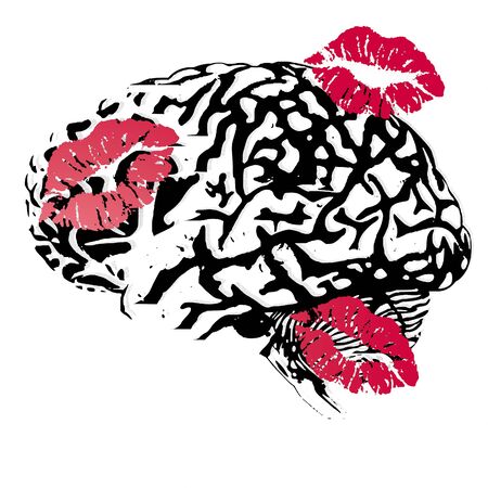 sexy kissed brain isolated on white background