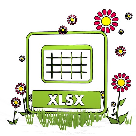spring flower hand drawn sketch of xlsx with cute flowers on white backgroundの写真素材