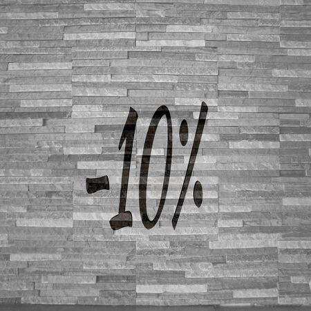 Pastel gray  creative decoration 3d graphic with creative discount symbol  on noble stone textureの写真素材