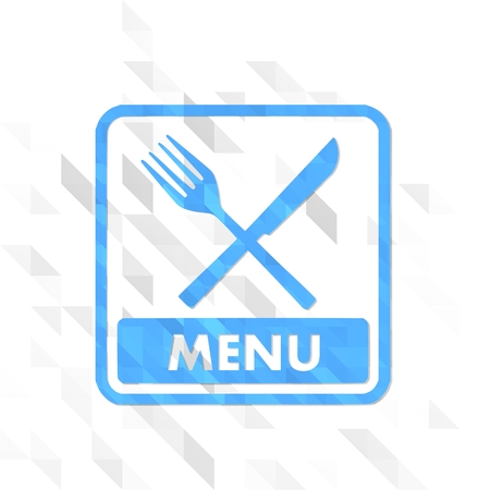 3d sign low poly of menu isolated on trendy white triangle background の写真素材