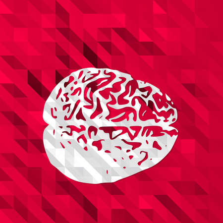 unusual 3d brain illustration in low poly on crazy pink triangle の写真素材