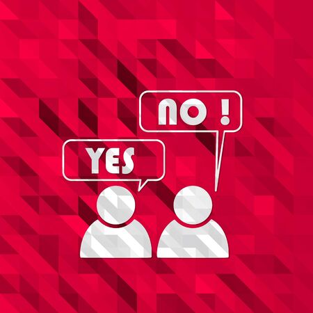 unusual 3d conflict symbol in low poly on crazy prink triangle background の写真素材