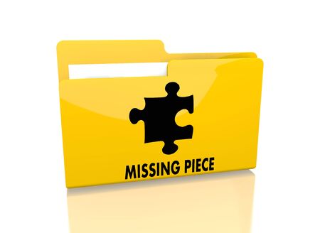 a 3d rendered icon showing a file folder with a missing piece symbol on it isolated on white backgroundの写真素材