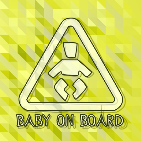 fresh green low poly triangle baby on board symbol with creative background の写真素材