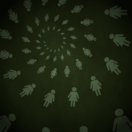 Smoky black  female spiral 3d graphic with female woman label  on vintage backgroundの写真素材