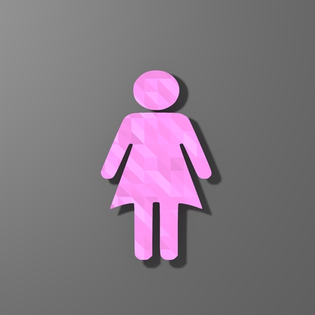 pink illustration low poly of unusual woman isolated on trendy grey background の写真素材