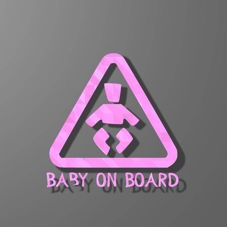 pink symbol low poly of different baby on board isolated on trendy grey background の写真素材