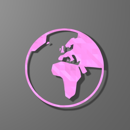 pink illustration low poly of creative world isolated on trendy grey background の写真素材