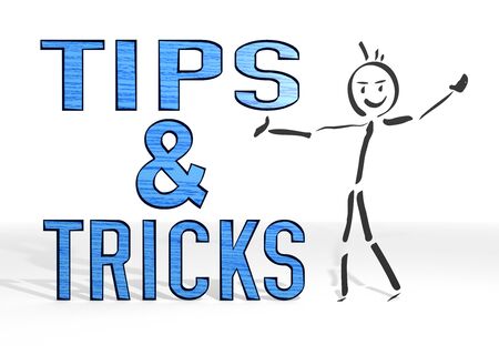 hand drawn stick man presents a tips sign white backgroundの写真素材