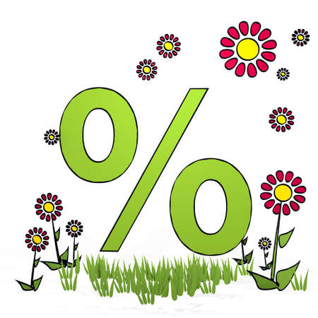 spring flower hand drawn sketch of percent with eco flowers on white backgroundの写真素材
