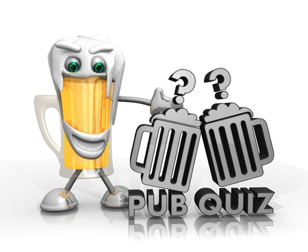 beer character presents a pub quiz symbol isolated on with background in 3d rendered styleの写真素材