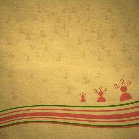 vintage antique question sign background with bended lines on old paper backgroundの写真素材