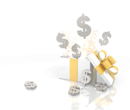 isolated 3d rendered gift on white background の写真素材